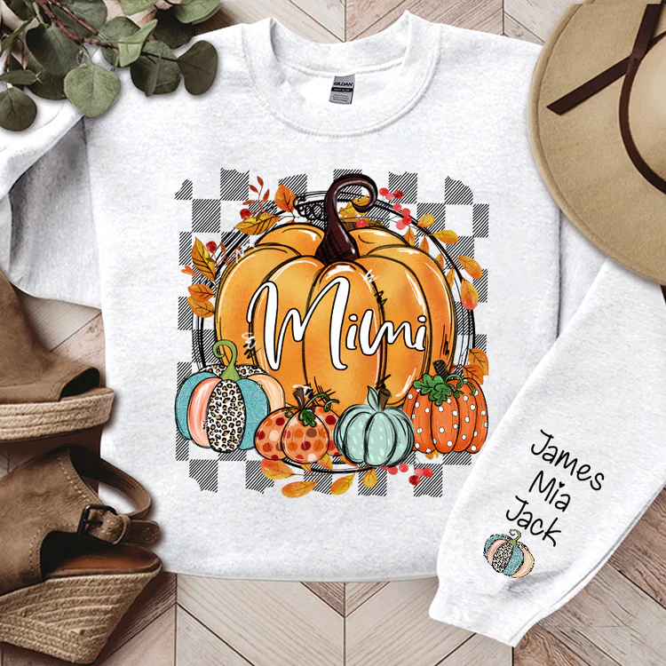 Individuelles Geschenk für Mama Oma - Herbstblumen Kürbisse Mimi und Kinder - Muttertag