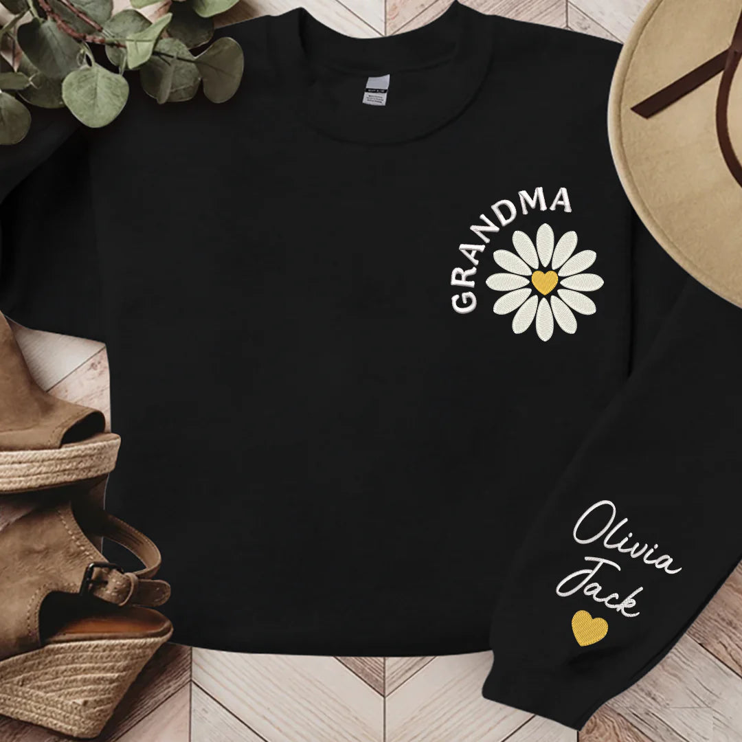 Abuela Daisy Bordada, Abuela Personalizada Y Niños, Regalo Para Abuela