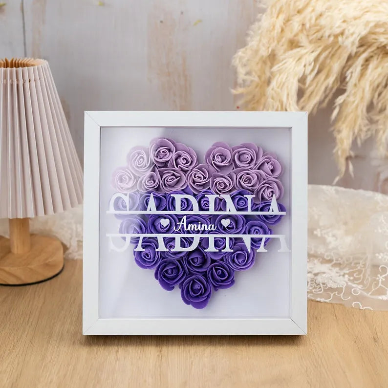 Boîte d'ombre fleur personnalisée pour maman, cadeau de la fête des mères, boîte cadre rose pour maman, boîte cadeau fleur pour maman, grand-mère, Nana, cadeaux d'anniversaire pour maman
