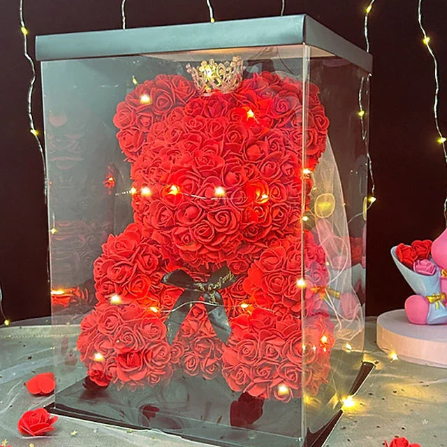 Rose Bear – Künstliche Schaumblumen mit LED-Licht und Geschenkbox