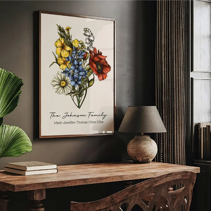 Vintage Custom-Geburtsblumen-Familienstrauß