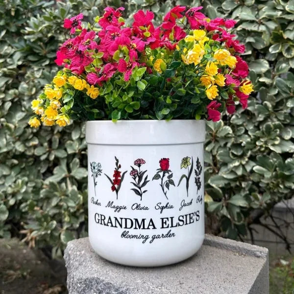 Geburtsmonat Blume Personalisierter Blumentopf für draußen, Oma Geschenke für Mama