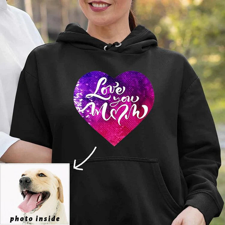 Maglietta personalizzata con paillettes reversibili e foto del tuo animale domestico