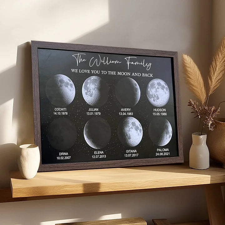 🎁Regalo del Día de la Madre🌔Impresión personalizada del cielo nocturno de la luna Regalo familiar