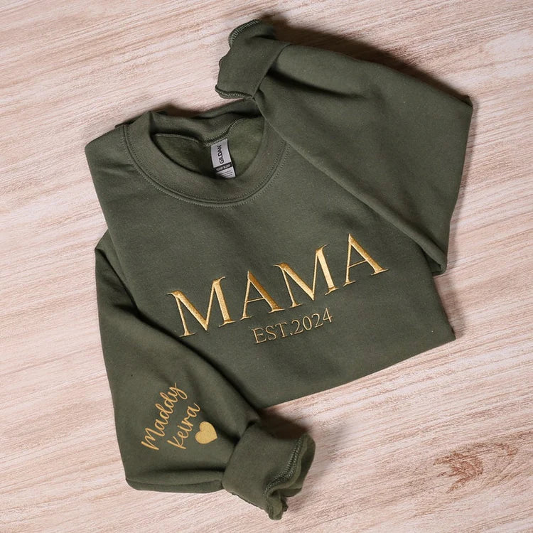 Personalisiertes Mama Besticktes Sweatshirt, Benutzerdefinierter Mama-Stickerei-Hoodie, Neues Mama-Outfit