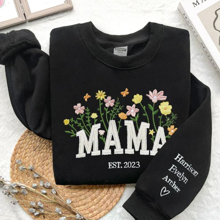 Sudadera personalizada para mamá con bordado floral
