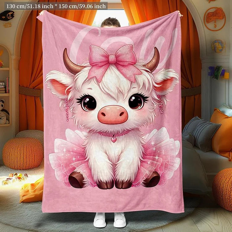 Manta con patrón de vaca Highland, manta suave y cómoda