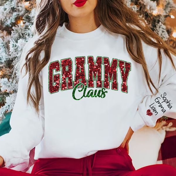 [Online-Vorschau] Glitzer-Gigi-Claus-Weihnachts-Sweatshirt mit Enkelkindern, benutzerdefinierter Glitzer-Oma-Spitzname-Sweatshirt-Hoodie