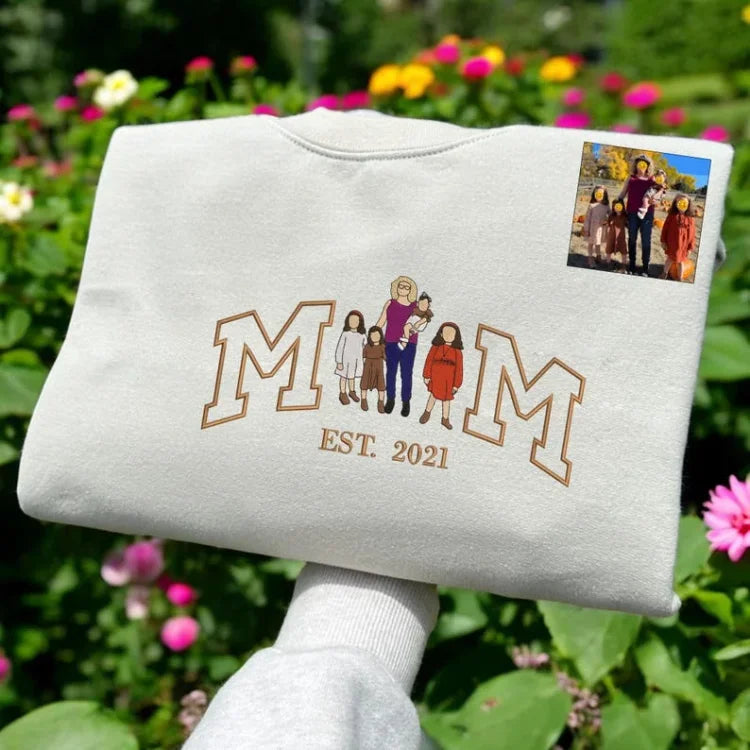 Mama, Mama T-Shirt mit Foto, Individuell besticktes Sweatshirt Mama und Kinderportrait 