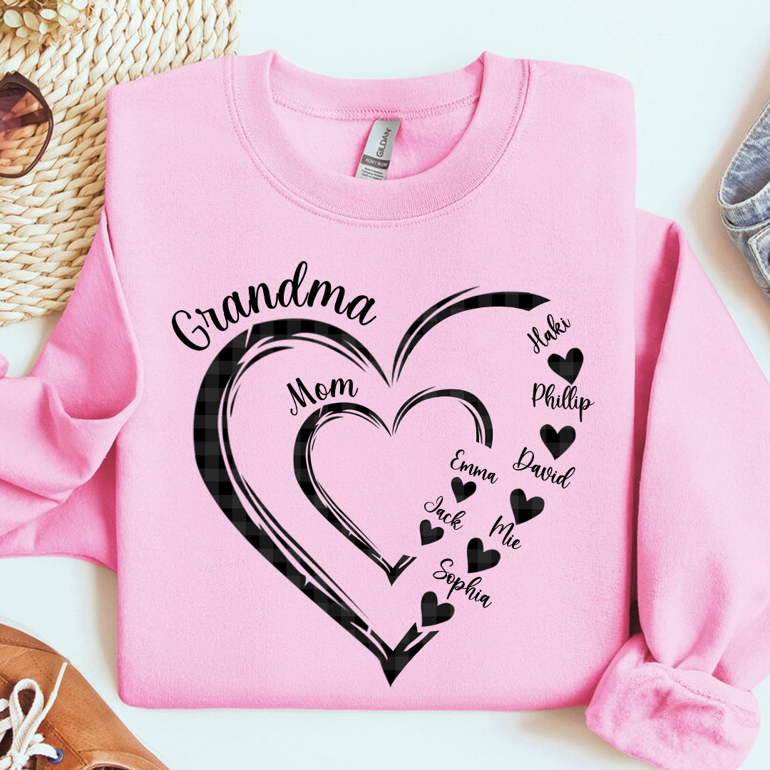 Personalisiertes Geschenk für Oma und Enkelkinder mit Herzen Sweatshirt