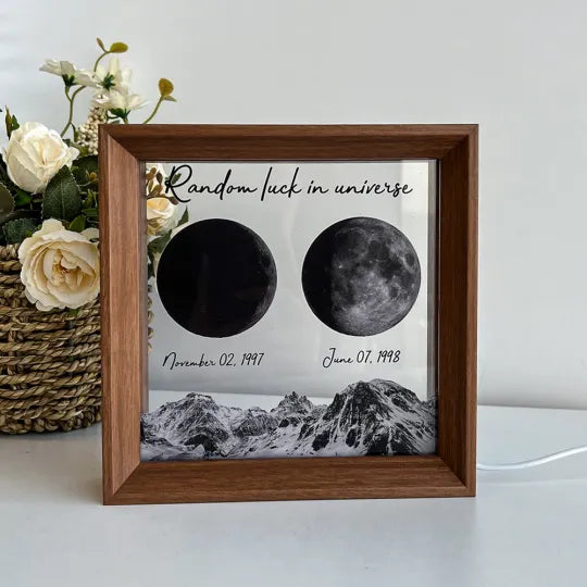 🌔Marco de luz LED con fases lunares personalizadas para el nacimiento para Mamá, Abuela, Mamita, Día de la Madre