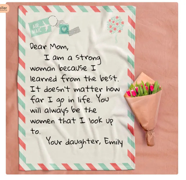 Muttertagsgeschenke - Geschenke für Mama - Personalisierte Mama-Decke - Brief an Mama mit deinem eigenen Finish - Mama-Geschenke von Tochter und Sohn 