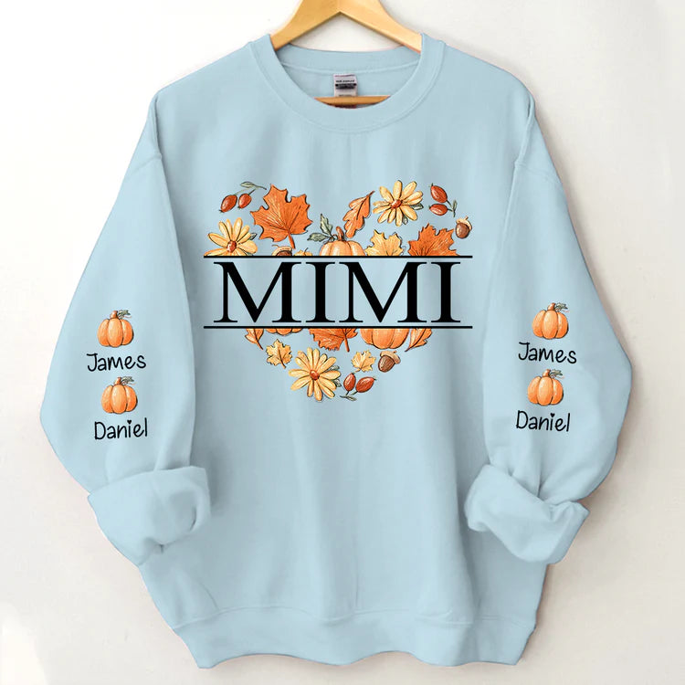 Sweat-shirt Mimi Heart Fall Autumn avec petits-enfants, cadeau pour grand-mère pour l'automne