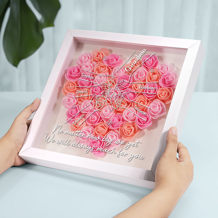 Todas las familias felices se parecen entre sí - Caja de sombra personalizada con flores para la familia