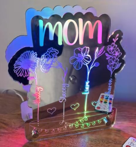 Individuelles Flower Mum Spiegellicht – Personalisiertes strahlendes Geschenk zum Muttertag &amp; Geburtstag 