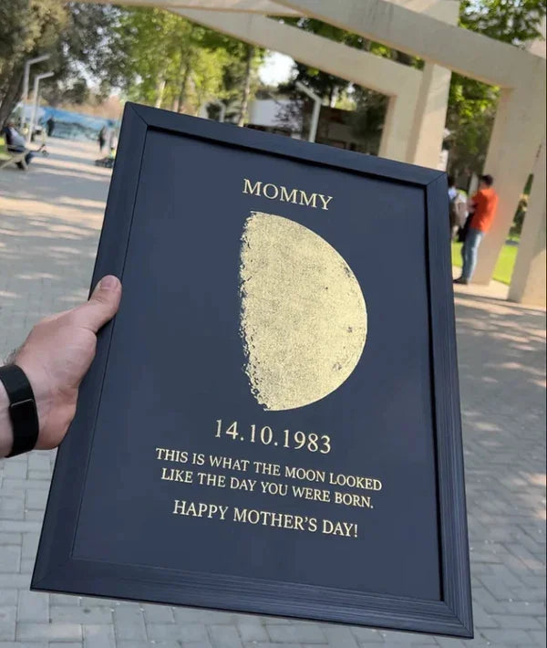 Marco personalizado de fase lunar con fecha de nacimiento, el mejor regalo para el Día de la Madre