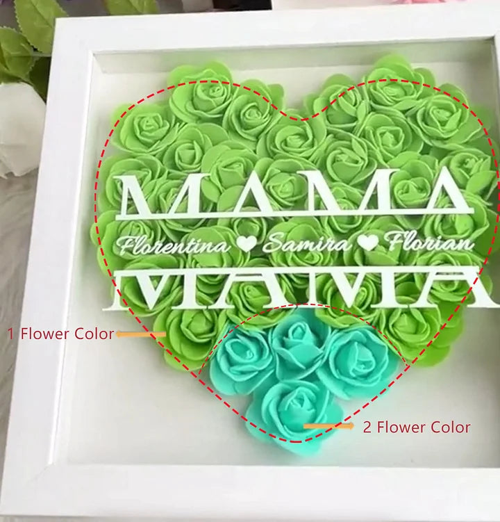 Personalized Mum Flower Shadow Box with Name for Mother's Day and for Your Love - Handmade Gift
