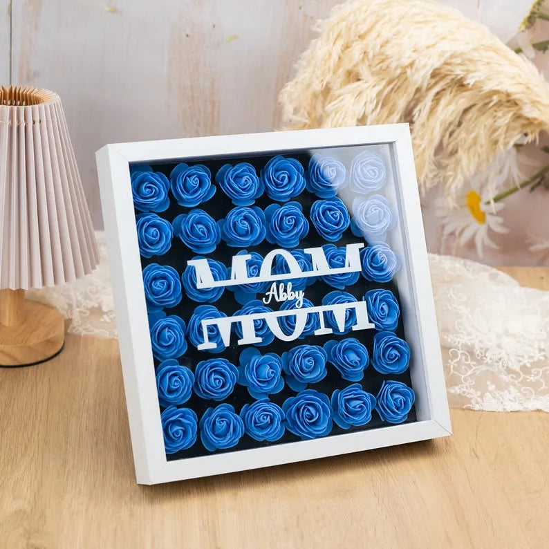 Boîte d'ombre fleur personnalisée pour maman, cadeau de la fête des mères, boîte cadre rose pour maman, boîte cadeau fleur pour maman, grand-mère, Nana, cadeaux d'anniversaire pour maman