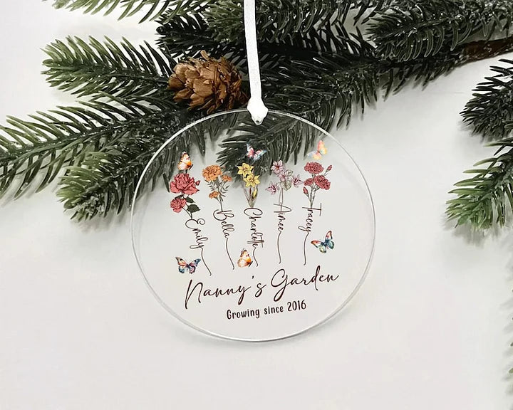 Mom's Garden Personalisierte Geburtsblume Weihnachtsschmuck