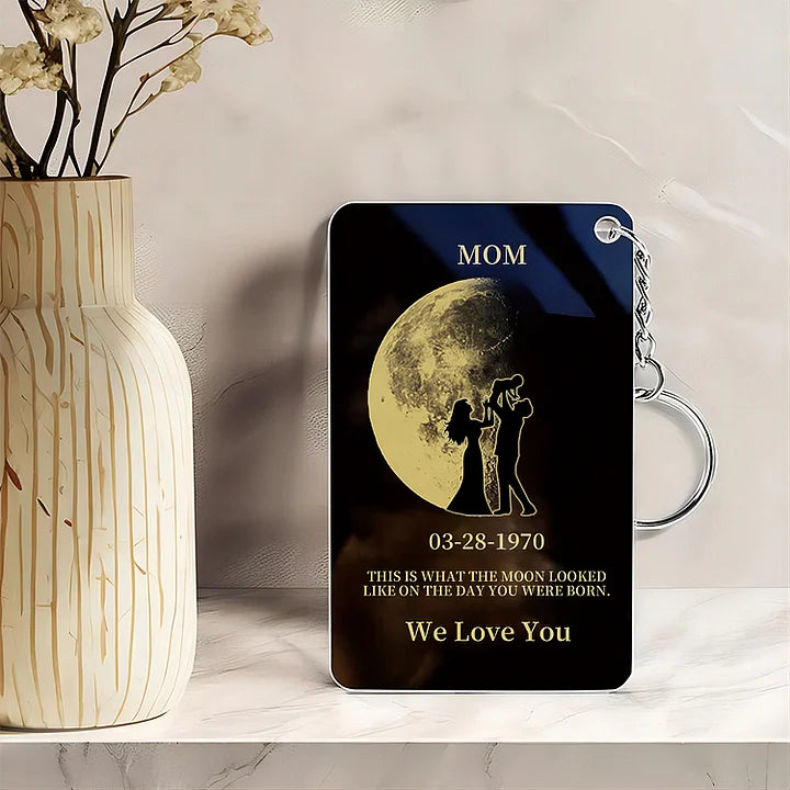 🌔 Llavero acrílico personalizado con silueta familiar de fases lunares 🎁 Regalo para el Día de la Madre Regalo para el Día del Padre