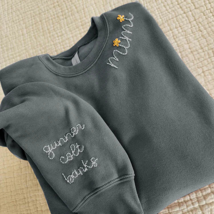 Benutzerdefiniertes handbesticktes Mimi mit Enkelkindern Sweatshirt für Muttertag Mama Oma