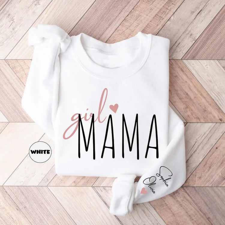 Sweatshirt personnalisé Girl Mama, Hoodie personnalisé Mom Of Girls, Nouvelle tenue Mama