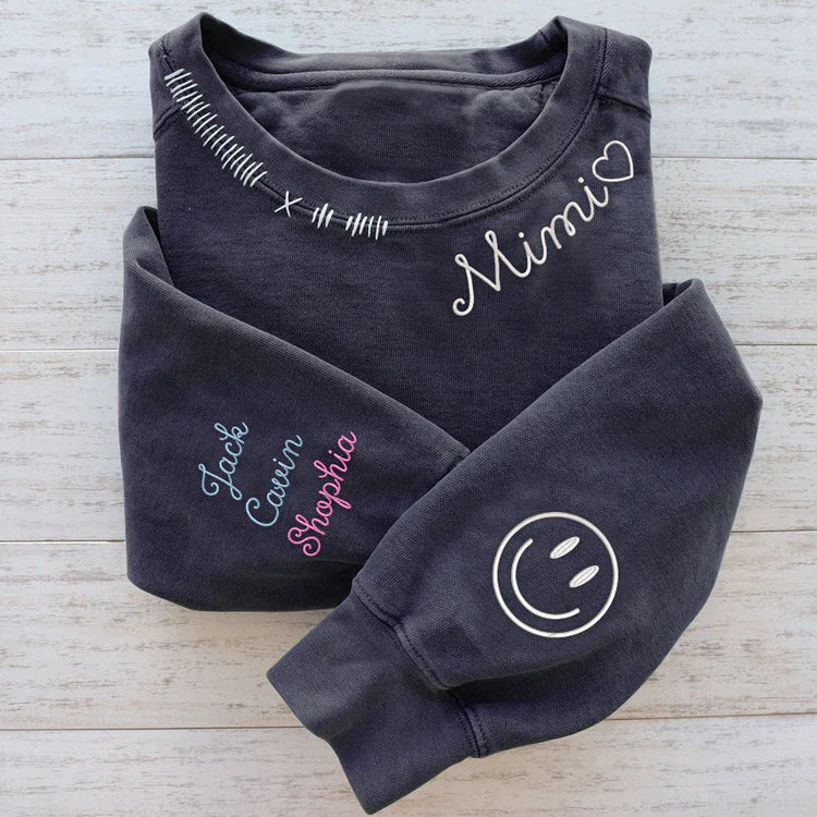 Sudadera Mimi personalizada con bordado a mano - Regalo para mamá, papá, abuela, abuelo, familia