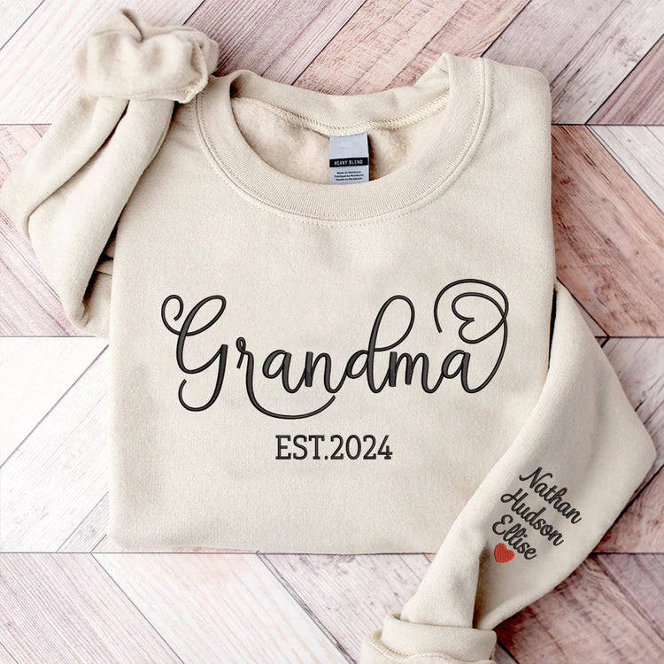 Sudadera bordada personalizada para abuela y niños