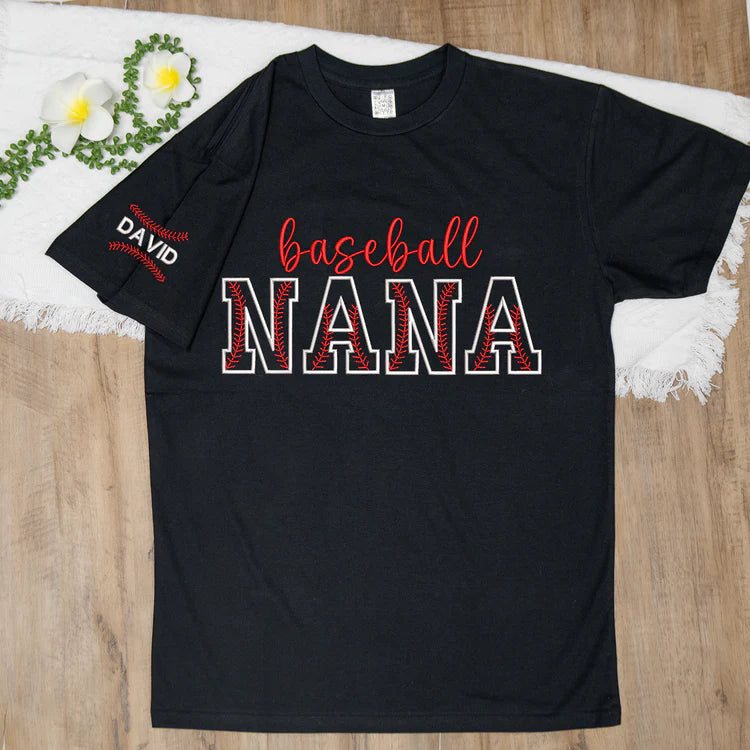 Benutzerdefinierte bestickte Nana Baseball T-Shirt Hoodie Crewneck für Muttertag Mama Oma
