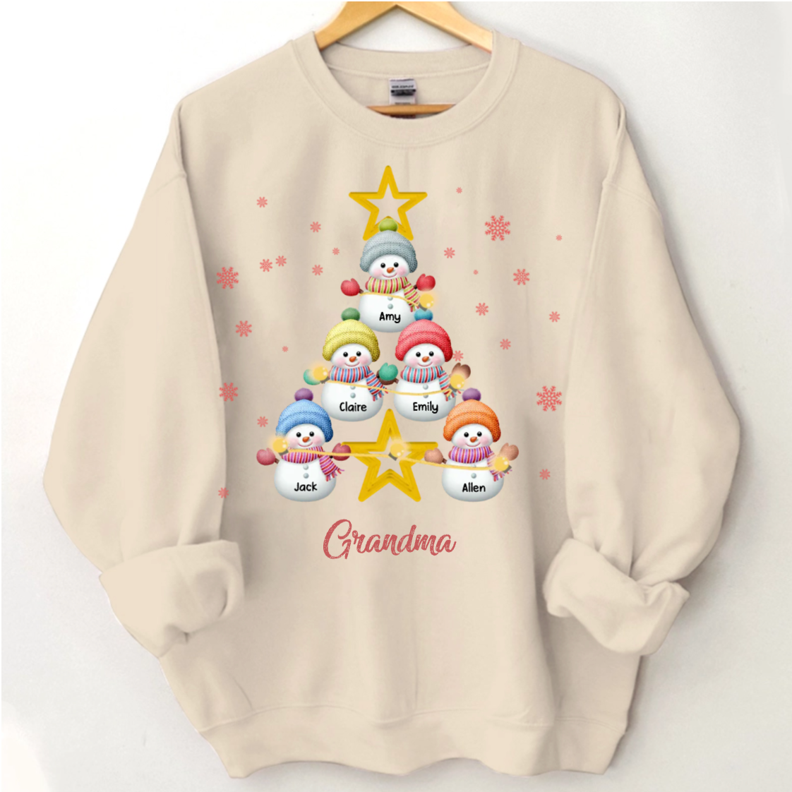 Felpa con Pupazzo di Neve Personalizzato per Bambini con Albero di Natale