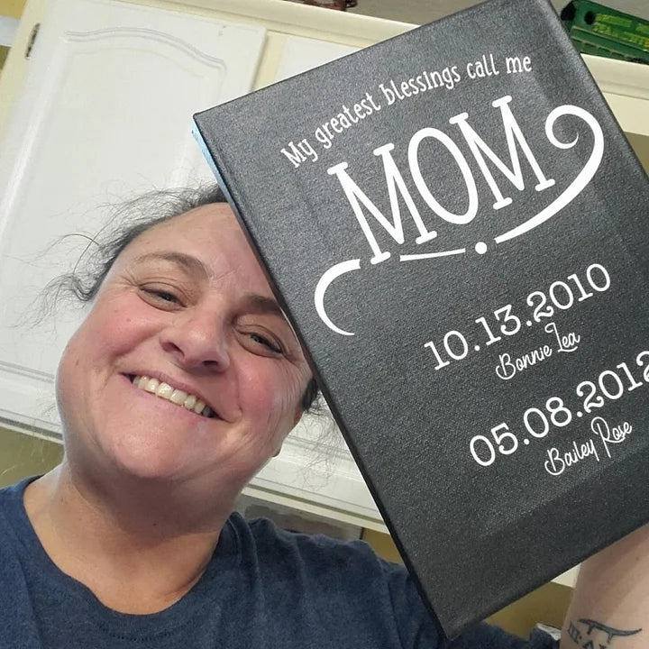 Meine größten Segnungen nennen mich Mama, personalisierte Premium-Leinwand