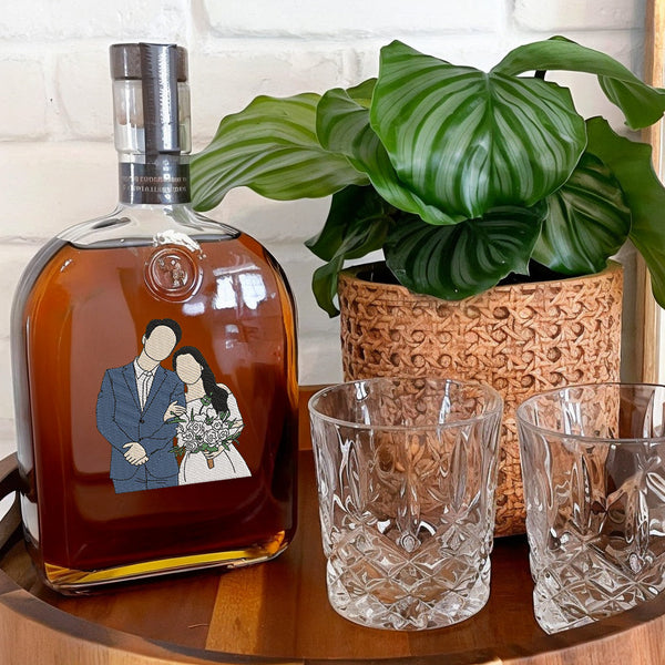 Custom Couple Portrait Love Whiskey Bottles