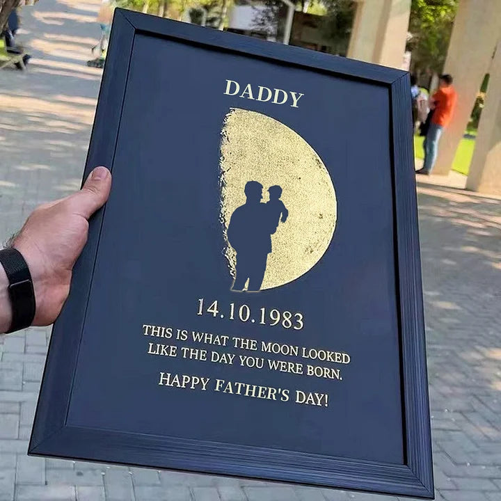 Geschenk zum Tag Deiner Geburt – Personalisiertes Wandkunst-Geschenk mit Mondphasen – Vatertagsgeschenk 