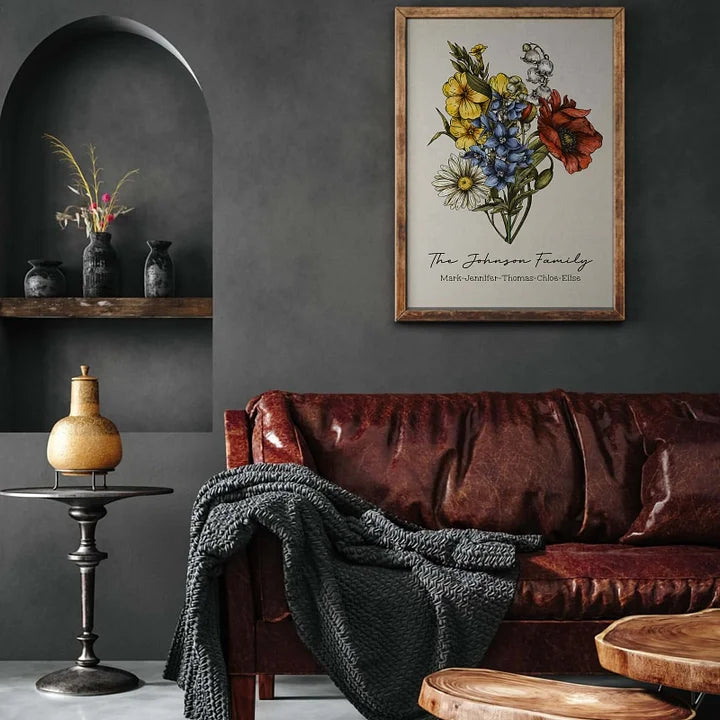 Vintage Custom-Geburtsblumen-Familienstrauß