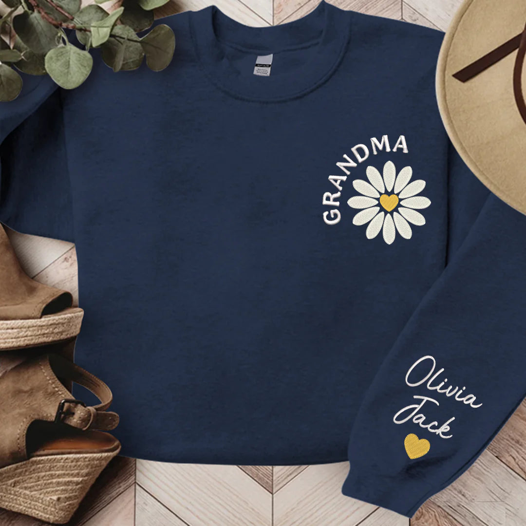 Abuela Daisy Bordada, Abuela Personalizada Y Niños, Regalo Para Abuela