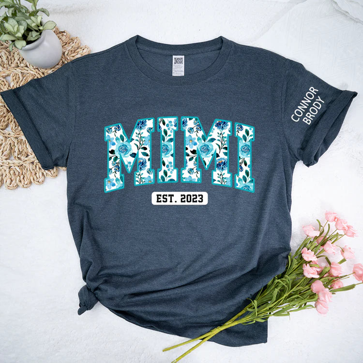 Mimi Floral 4 Shirt, Personalisiertes Mimi und Kinder, Muttertagsgeschenk T-Shirt - Individuelles Geschenk