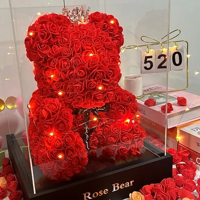 Rose Bear – Künstliche Schaumblumen mit LED-Licht und Geschenkbox
