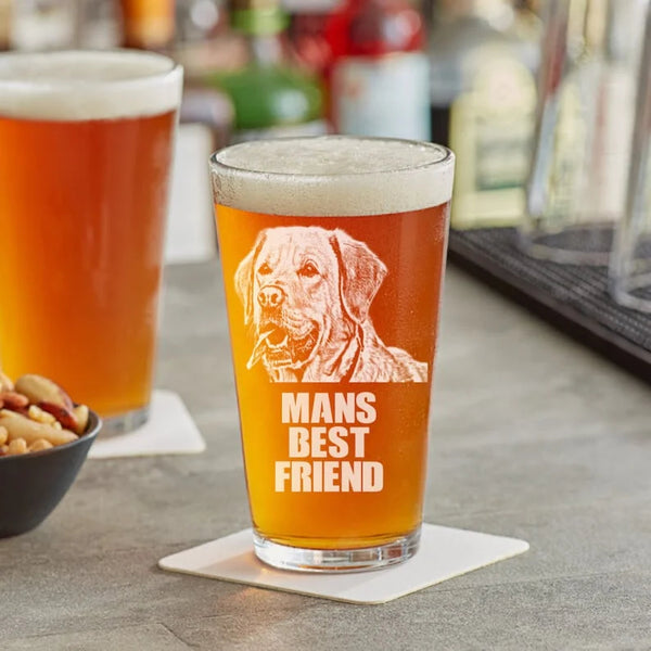 Custom Engraved Pint Glass Pet's Photo