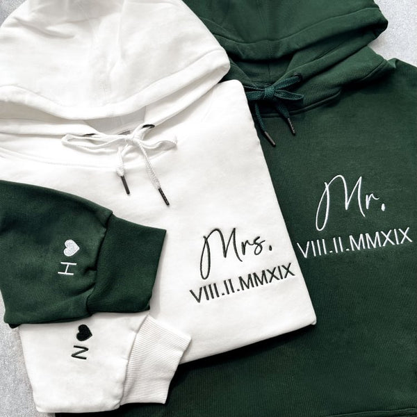 Custom Anniversary Embroidered Roman Numeral Sweatshirt, Valentine's Day Gifts Couples, Custom Couples Shirt, Engagement Wedding Gift