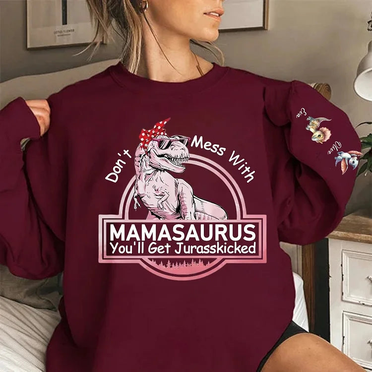 Sudadera Don't Mess With Mamasaurus con mangas estampadas - Día de la Madre