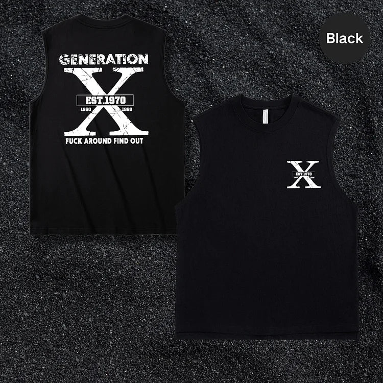 GenX Baumwoll-Tanktop | Fuck Around Find Out Custom EST für die Generation 1965-1980