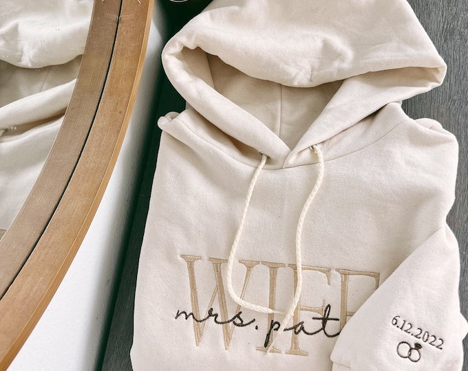 Sudadera con bordado personalizado Wifey, Hubby, Bride, regalos para el Día de San Valentín