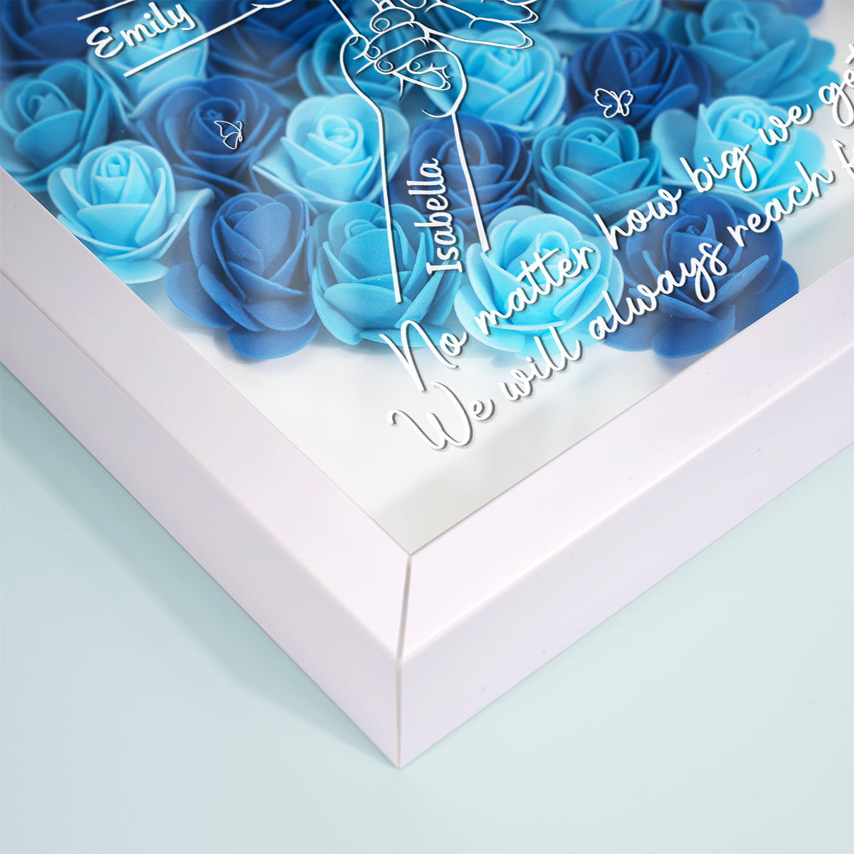 Todas las familias felices se parecen entre sí - Caja de sombra personalizada con flores para la familia