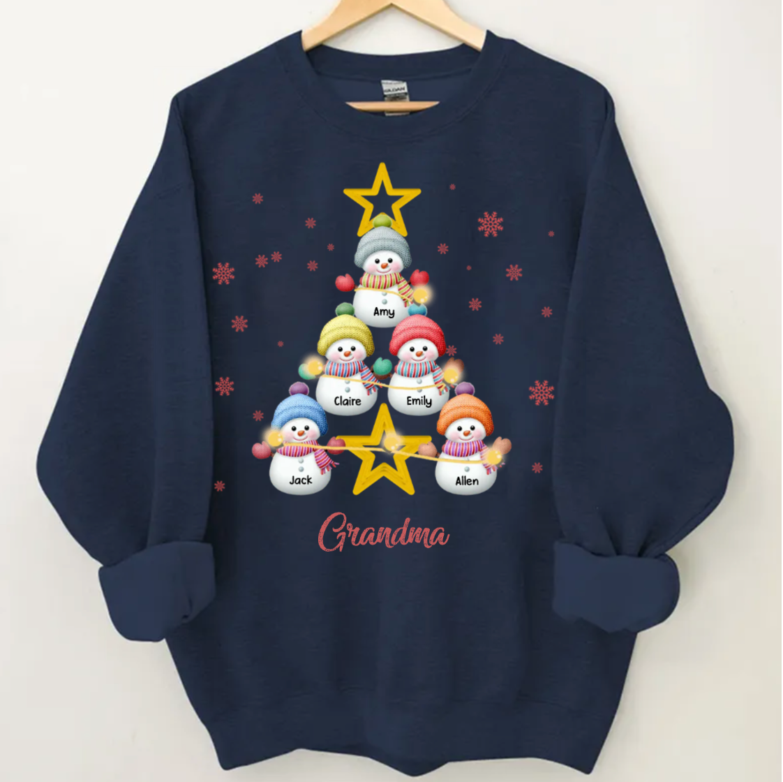 Felpa con Pupazzo di Neve Personalizzato per Bambini con Albero di Natale