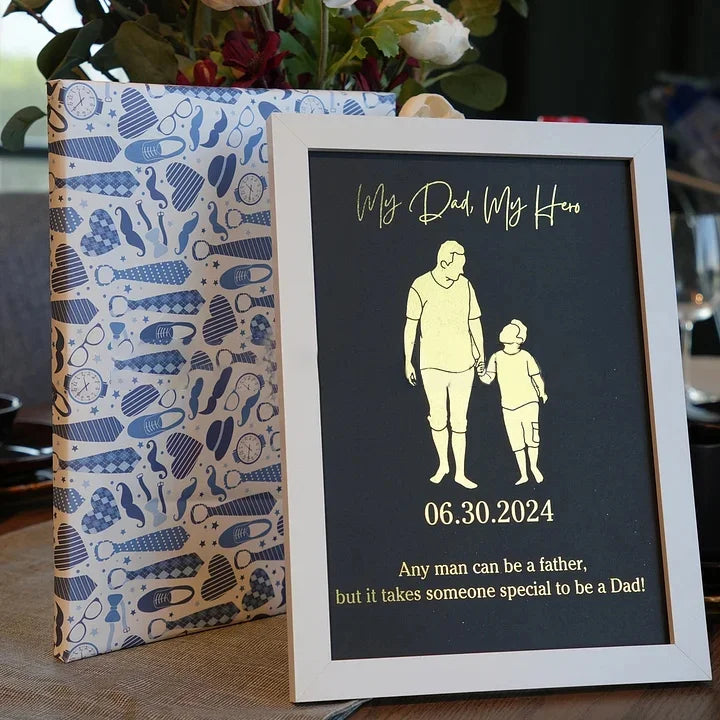 Regalo del Día del Padre con impresión personalizada de texto y foto en foil