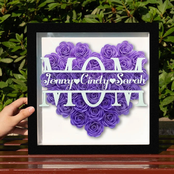 Personalized Mum Flower Shadow Box with Name for Mother's Day and for Your Love - Handmade Gift