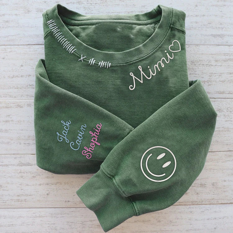 Sudadera Mimi personalizada con bordado a mano - Regalo para mamá, papá, abuela, abuelo, familia