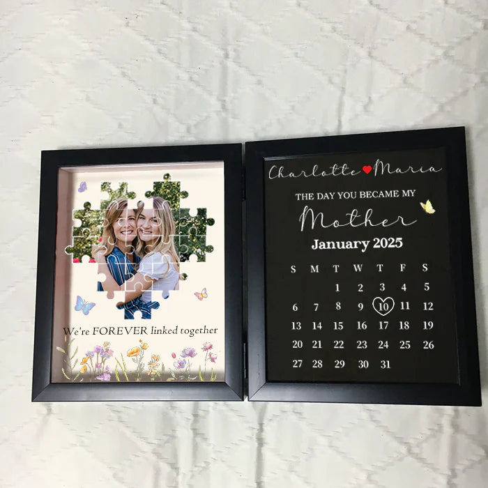 Cadre photo puzzle personnalisé Le jour où tu es devenue ma mère