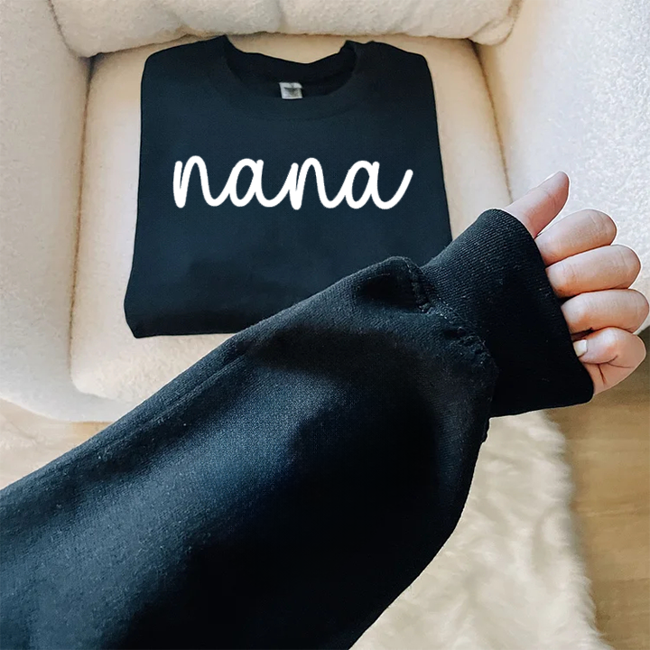 Sudadera bordada Nana con nombre del niño en la manga Sudadera personalizada Regalo para mamá abuela