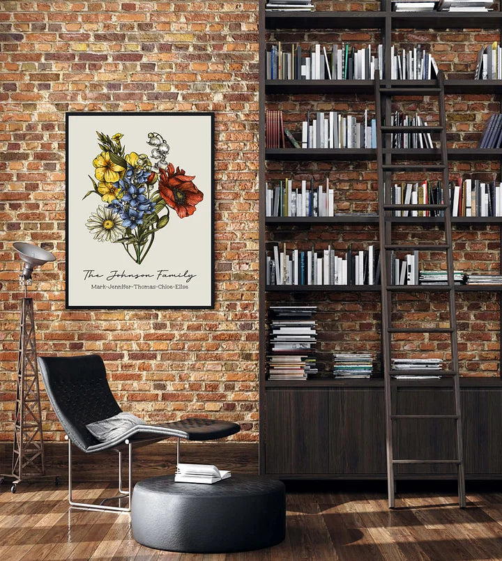 Vintage Custom-Geburtsblumen-Familienstrauß